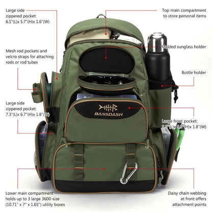 Fishing Bag Tackle Backpack Lightweight Tactical Tackle Box Multifunctional