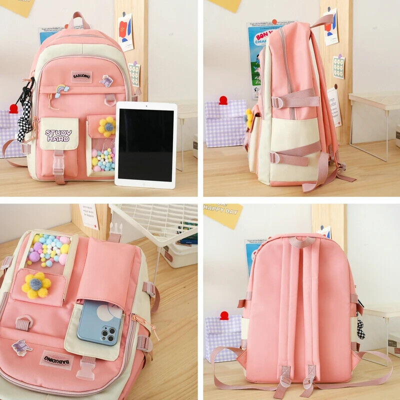 5pcs Sets Children's School Backpack Women's Bagpack Laptop Bag Students Totes