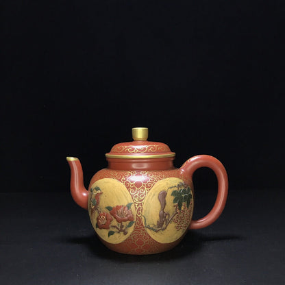 Chinese Yixing Zisha Clay Handmade Exquisite Teapot （春华秋实 底款：康熙御制）