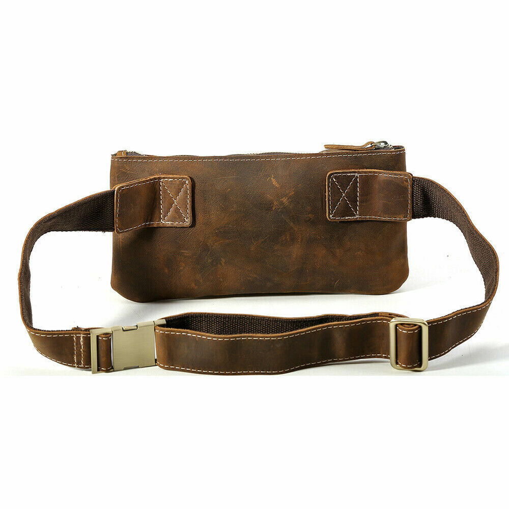 Mens Leather Waist Bag Fanny Belt Pack Sports Travel Running Pouch Sling Bum Bag