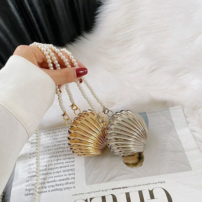 Shell Bag Pearls Shoulder Crossbody Bag Small Lipstick Purses Women's Handbags