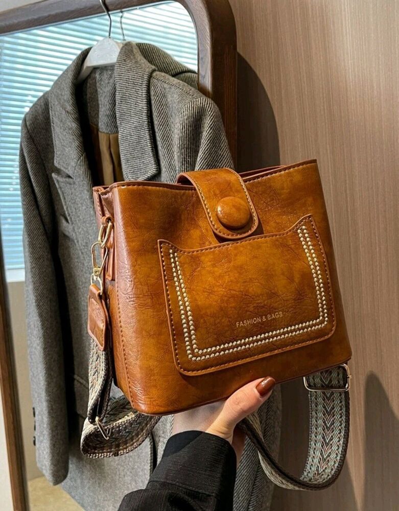 Leather Crossbody Shoulder Bag For Women Handbag Retro Style Hobo Mini Brown