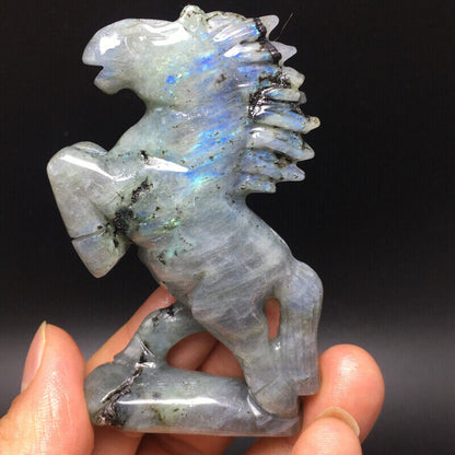 110g \Natural Crystal .labradorite,Hand-Carved.Exquisite horse statues48