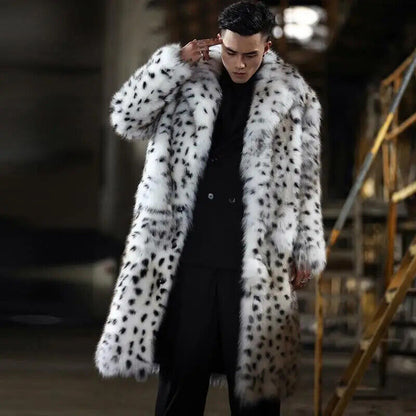 Fur Integrated Man Coat Long Suit Collar Imitation Fox Fur Fur Coat Fur Jacket