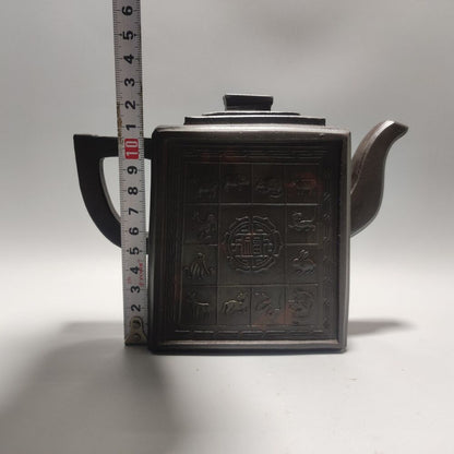 Vintage Chinese Yixing Purple Clay Teapot Zisha Ceremony Carving Collectible Art