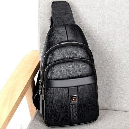 100% Genuine Leather Crossbody Bag Chest Bag Hiking Sling Backpack Shoulder Bag