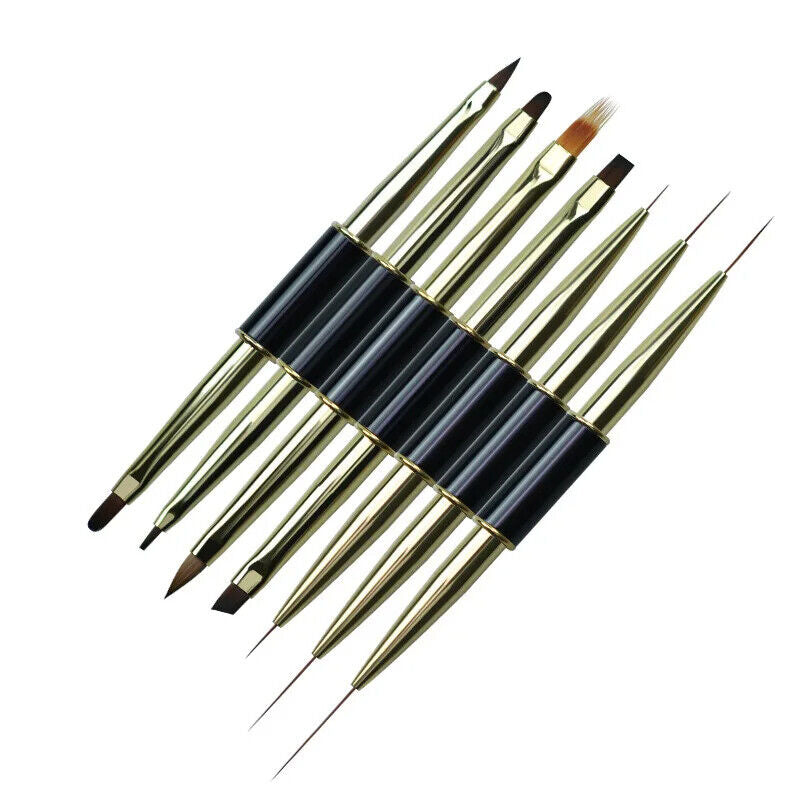 Nail Art Tool Dual End Stripe Liner DIY Liquid Powder Acrylic Painting Brush Pen