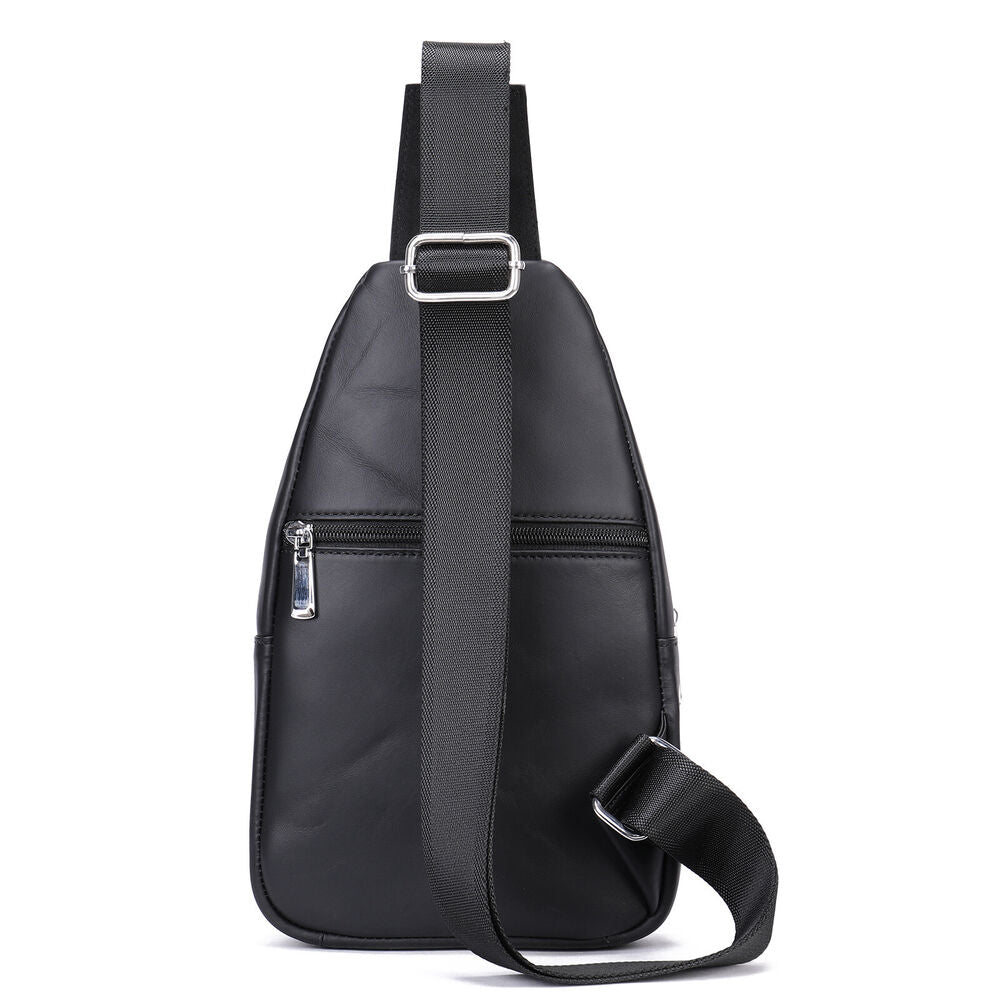100% Genuine Leather Men's Cross Body Bag Shoulder Bag Sling Backpack for Hiking