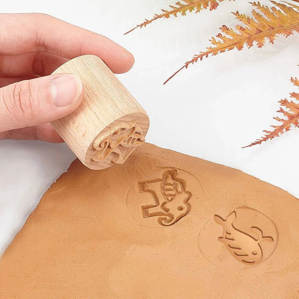 Pottery Stamp Clay Wooden Modeling Textured Pattern Ceramic Embossing Seal Tools