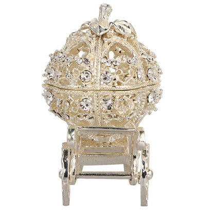 Jewelry Box Pumpkin Carriage Crystal Wedding Ring Jeweled Trinket Alloy 8x8x5cm