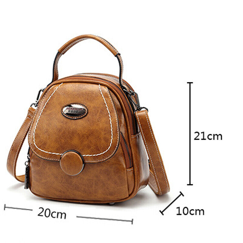 Oil Wax Leather Women's Fashion Small Backpack Mini Cute Shoulder Bag Rucksack