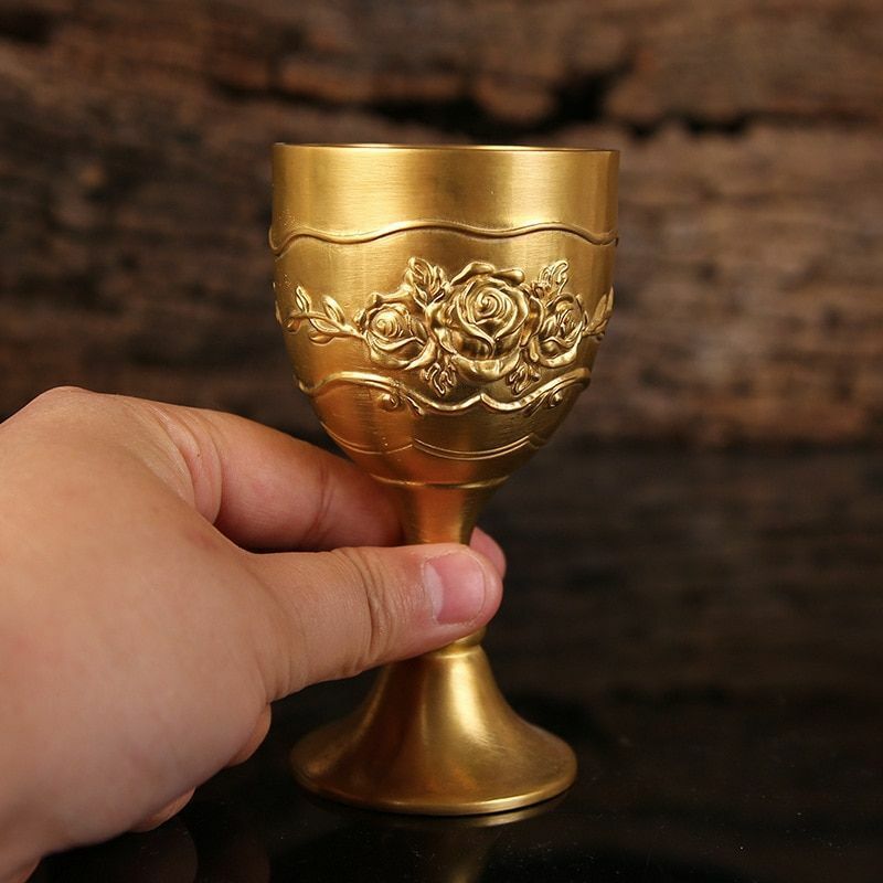 Mini Wine Glass Vodka Goblet Spirit Shot Cup Gold Ancient Tumbler Brass 50/100ml