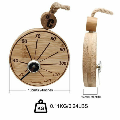 Sauna Thermometer Hygrometer Celsius Temperature Measurements Durable Bamboo 4"
