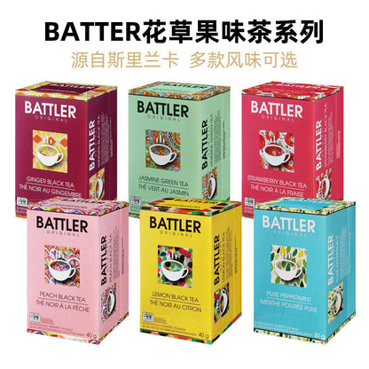 BATTLER Sri Lanka Ceylon Black Tea, Green Tea, Fruit Tea Multi-Flavor 20Pc/ Box