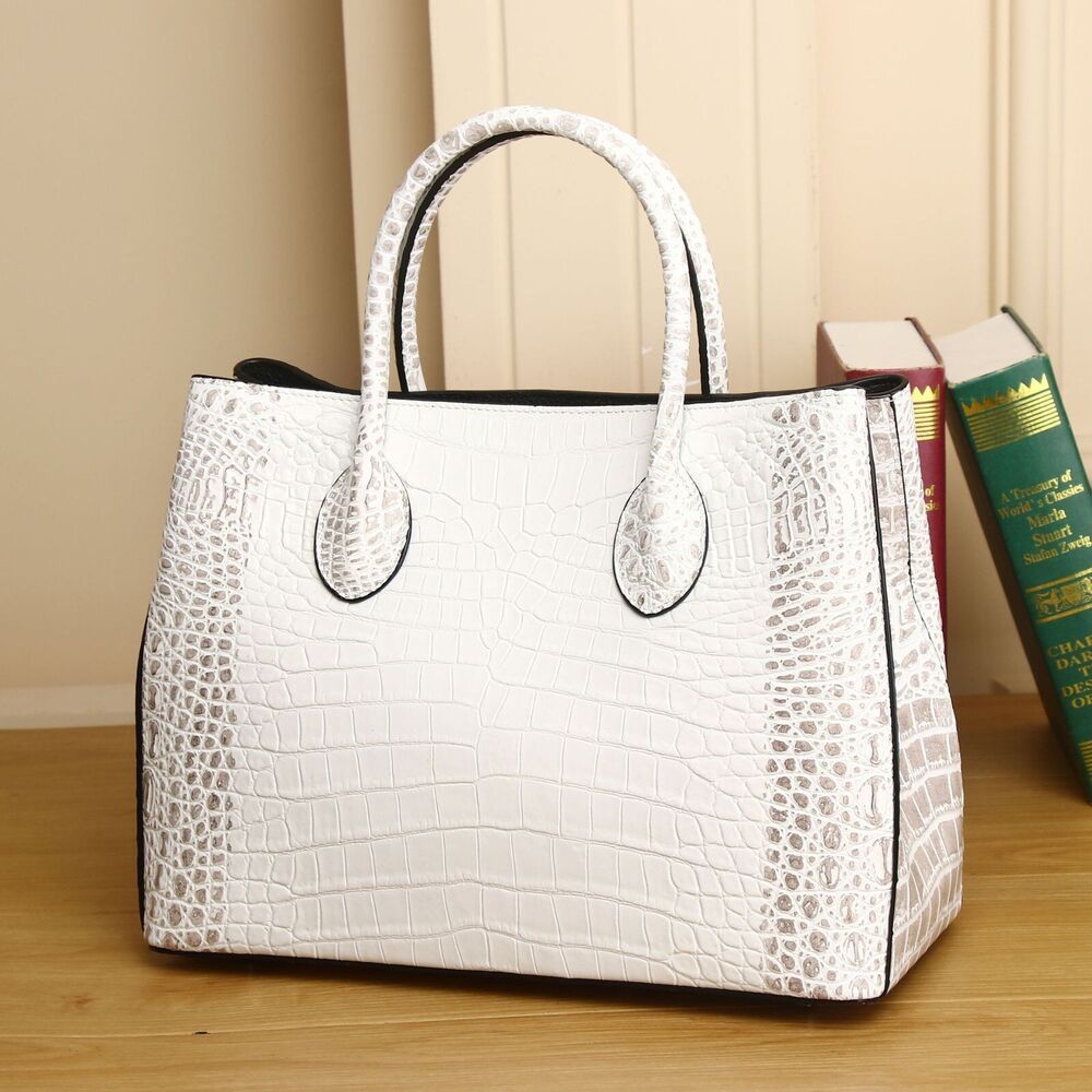 Top Cowhide Crocodile Embossed Women's Handbag Luxury Evening Party Shoulder Bag