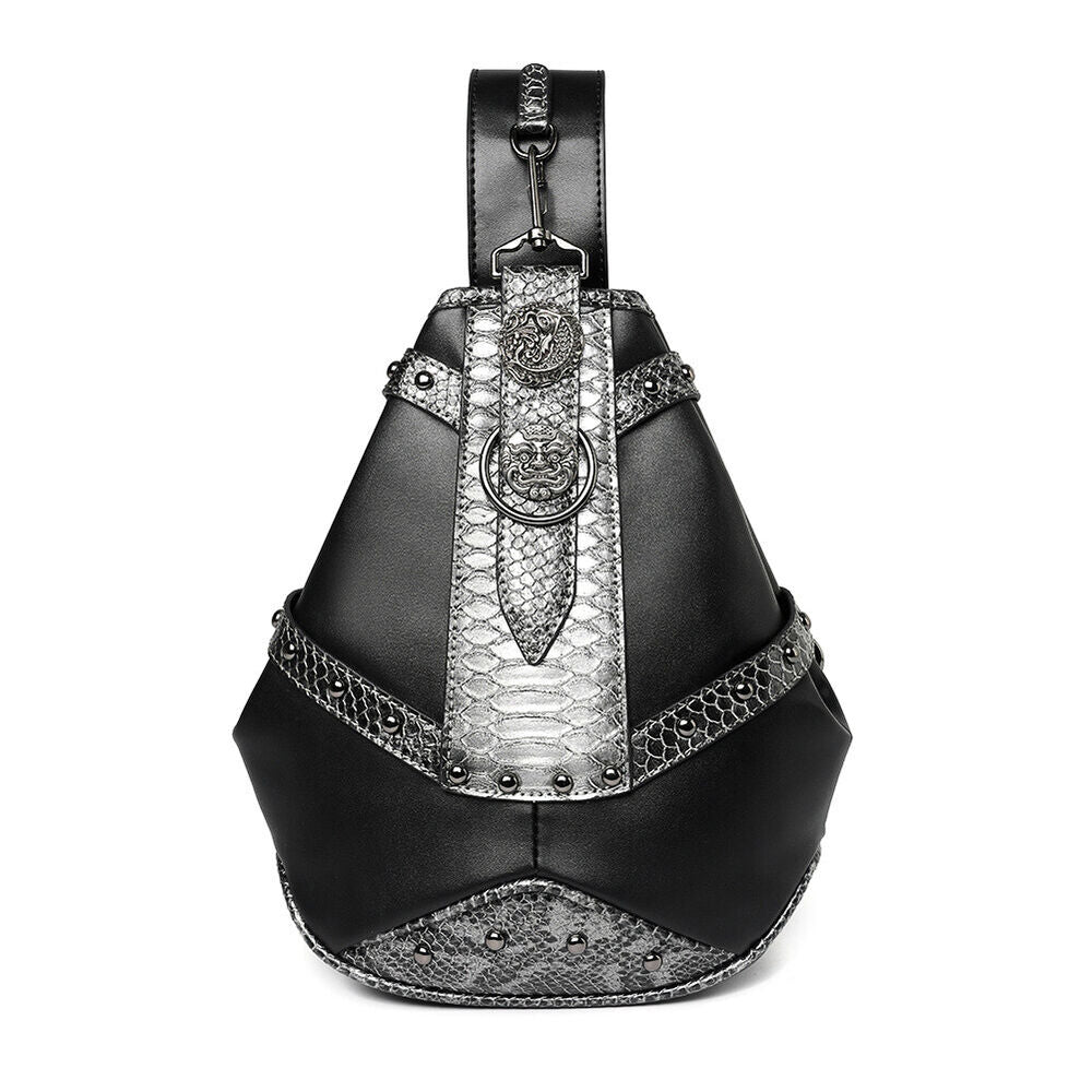 Snake Print stitching Crossbody Chest Bag PU Leather Sling Backpack Shoulder Bag