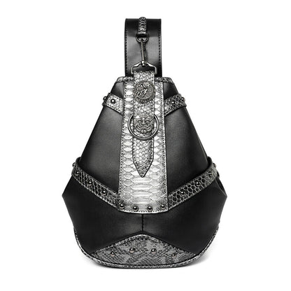 Snake Print stitching Crossbody Chest Bag PU Leather Sling Backpack Shoulder Bag