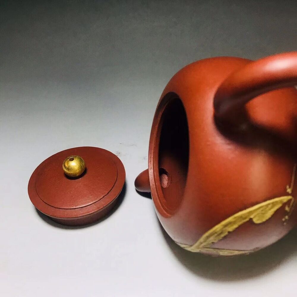 vintage chinese yixing purple clay teapot zisha ceremony carving Collectible art