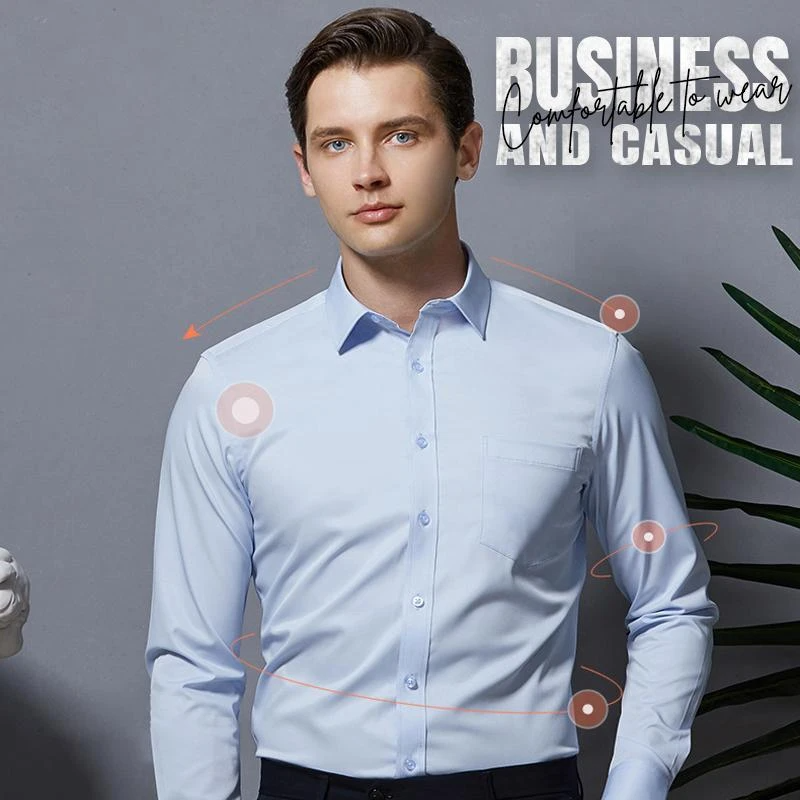 Stretch Anti-wrinkle Shirt - Men Non-iron Long Sleeve Business Standard Shirt