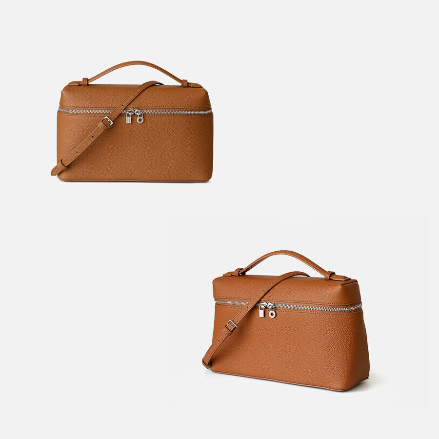 Medium Real Leather Tote Box Clutch Bag Shoulder Bag Crossbody Purse Fashion
