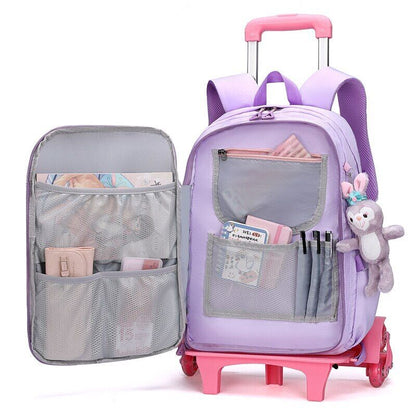 Girls Wheel School Bags Children Primary School Backpack Kids Book Bag Schoolbag