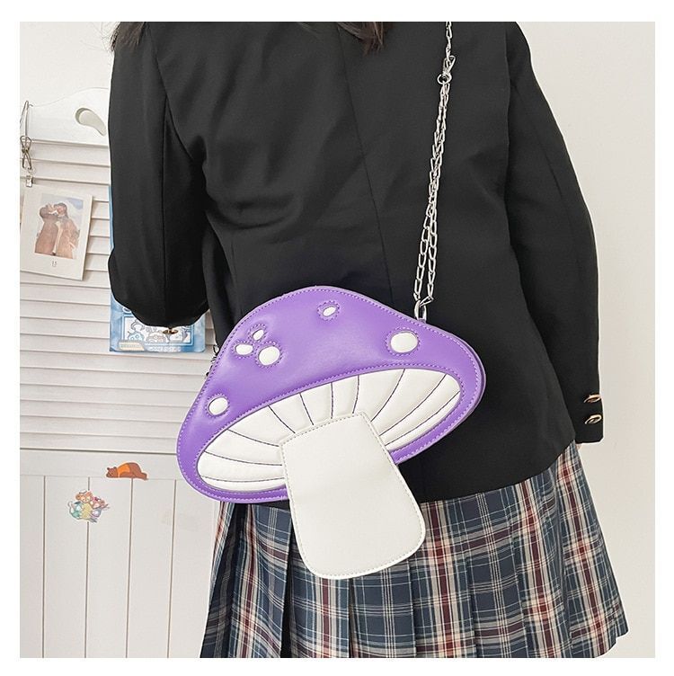 Cute Red Mushroom Design Women Handbag Purse Shoulder Bag Crossbody Chain Clutch