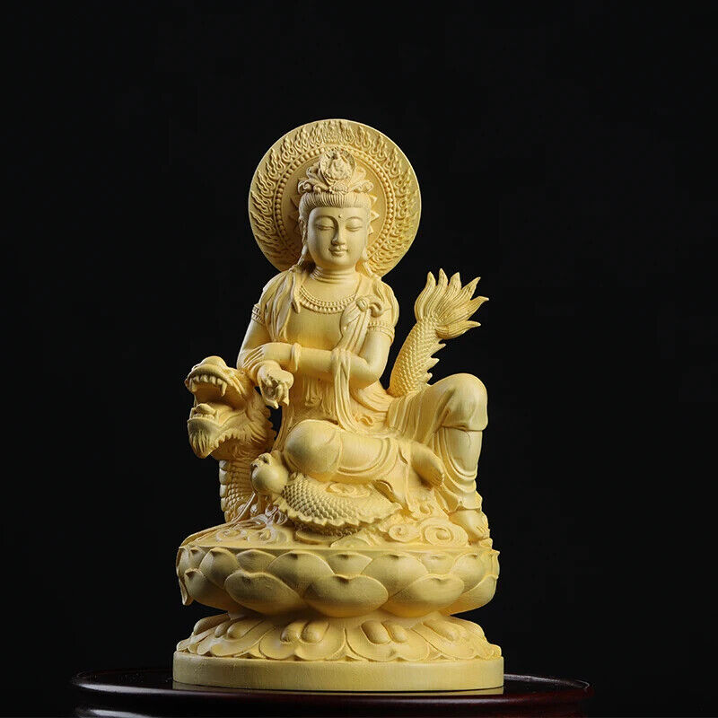 18cm Boxwood Wood Statue Figure Statue Buddha God Myth Feng Shui Office Wood