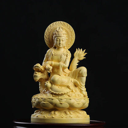 18cm Boxwood Wood Statue Figure Statue Buddha God Myth Feng Shui Office Wood