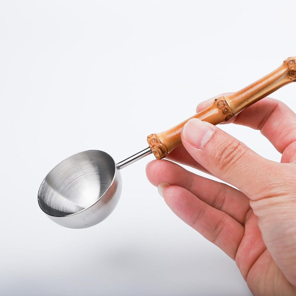 Stainless Steel Coffee Measuring Scoop Tablespoon Bamboo Handle Kitchen Gift