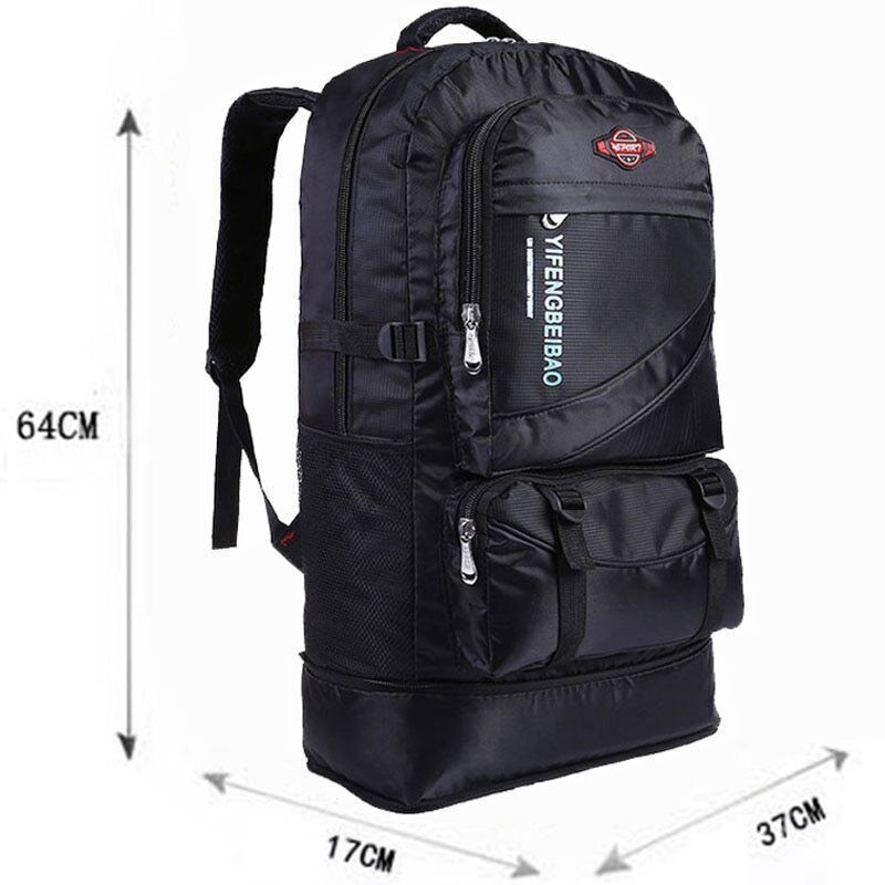60L Men Nylon Backpack Travel Pack Sports Bag Outdoor Hiking Camping Backpack