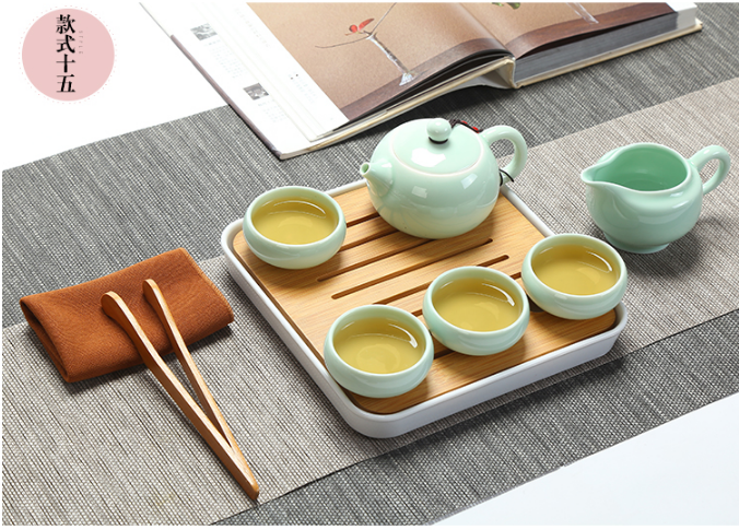 Travel tea set set portable bag ceramic express cup one pot two or four cups sim