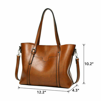 Women's Large Retro Handbag PU Leather Shoulder Bag Purse Messenger Tote Satchel