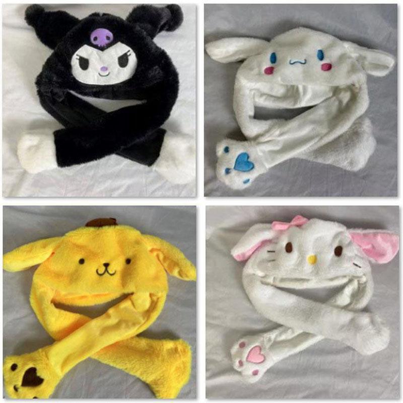 Women Kuromi Melody Plush Cap Cinnamoroll Moving Ear UP Hat Airbag Cap Doll Hats