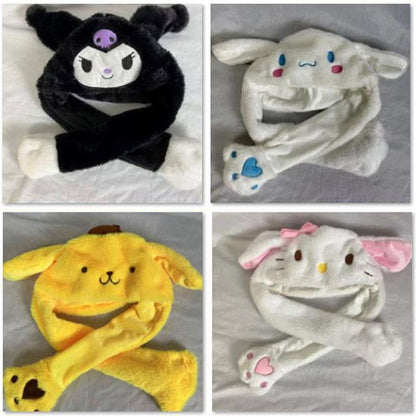 Women Kuromi Melody Plush Cap Cinnamoroll Moving Ear UP Hat Airbag Cap Doll Hats