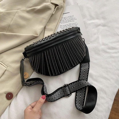 Tassel Leather Crossbody Chest Bag Women Waist Bag Woman Chest Bag Travel Pack