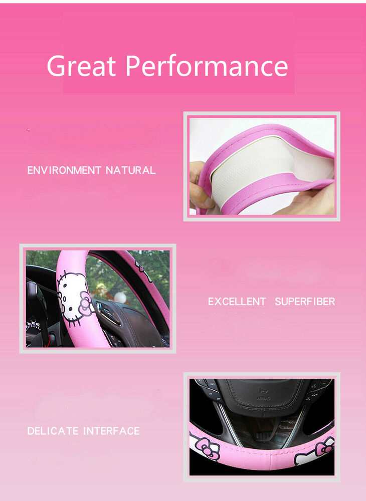 Hello Kitty Cat Car Steering Wheel Cover Comfortable Anti-Slip Car Decoration