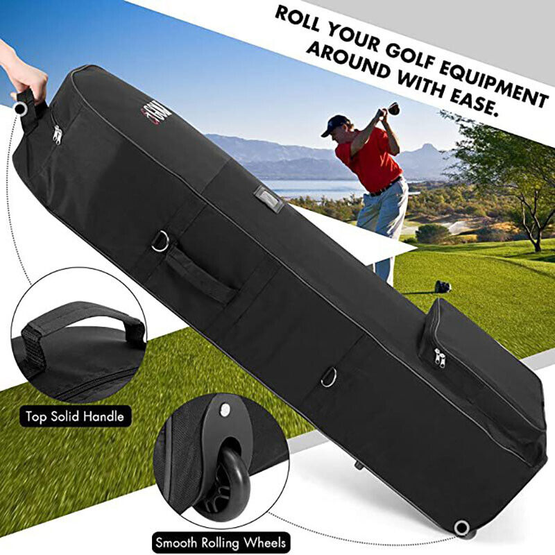 Golf Club Bag Wheeled Travel Cover Bag Case Deluxe Flight Protector Luggage New