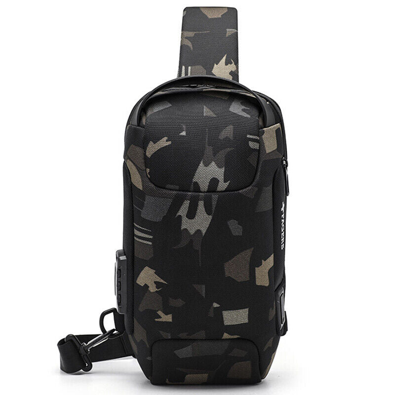 Men's Sling Backpack Oxford cloth Waterproof&Anti-theft Crossbody Bag Camouflage