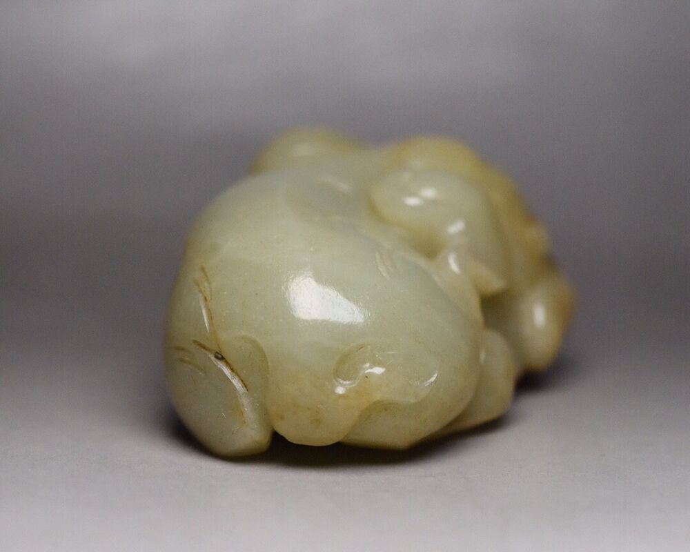 China Antique Hetian Jade Carved Exquisite Elephant Statue Unique Wonderful Art