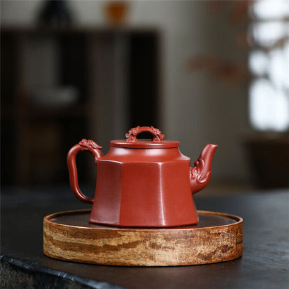 Yixing raw ore Dahongpao famous hand-made hexagonal Golden Bell teapot 200ml