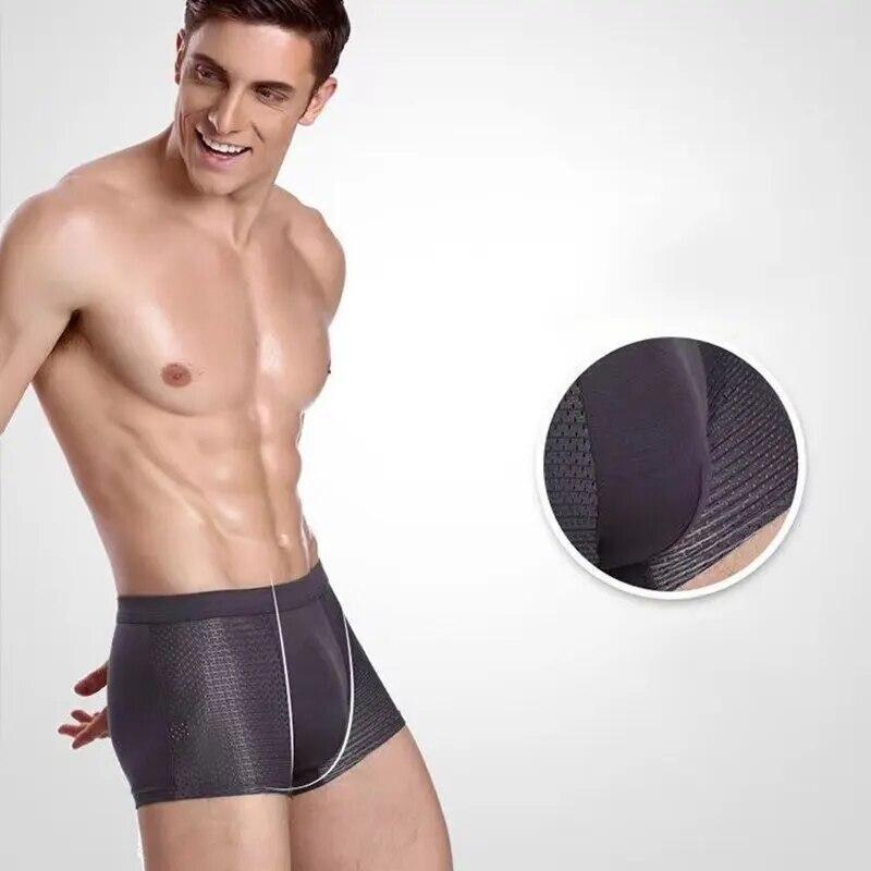 Men Underwear Bamboo Fiber Boxer Solid Panties Shorts Underpants Intimate 4pcs