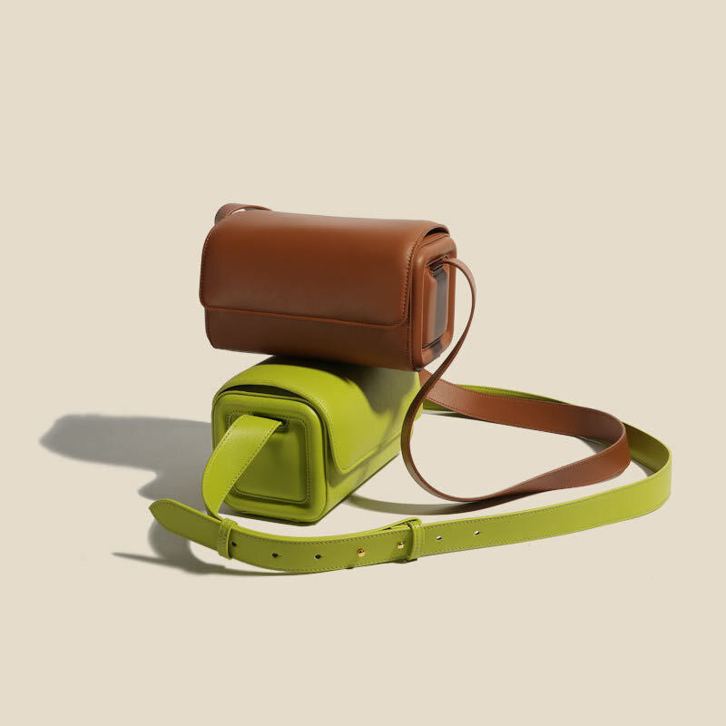 Small Flap Real Leather Camera Box Handbag Clutch Crossbody Purse Shoulder bag