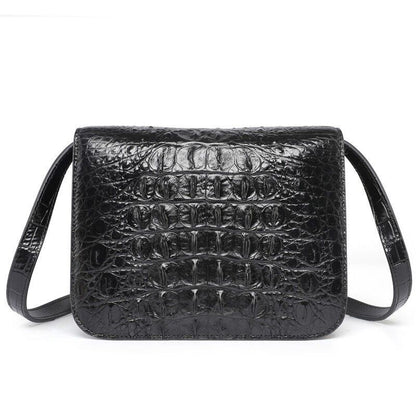 Black Alligator Crocodile Skin Leather Bags, Women's Luxury Sling Shoulder Bags