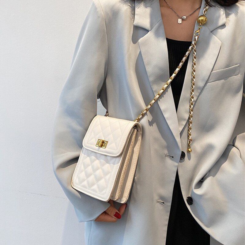 Phone Purse Diamond Chain Shoulder Bag Messenger Crossbody Purse 19*12*8CM Nylon