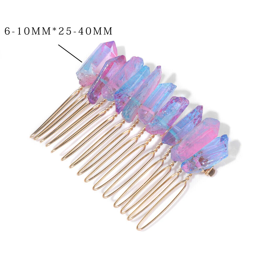 Women Hair Combs Irregular Healing Crystal For Bride Hairpin Wedding Accessories
