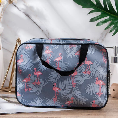 Oxford Makeup Bag Zipper Bird/Cactus Print Cosmetic Lipstick Organizer Travel