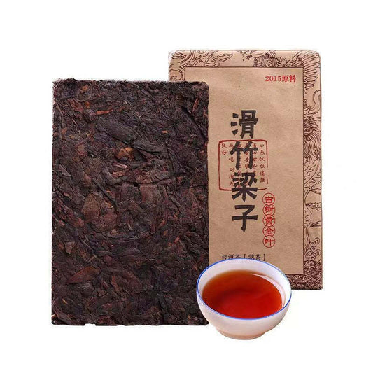 500g Puerh Cooked Tea Brick Huazhuliangzi Pu-erh Ripe Tea Yunnan Pu'er Black Tea