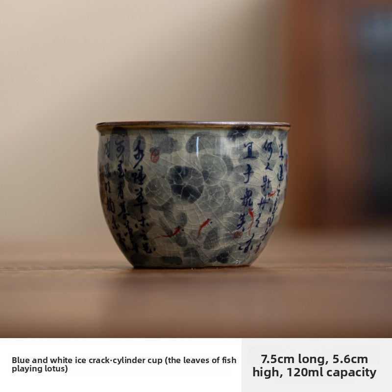 120ml Exquisitely Ceramics Retro Blue and White Porcelain Tea Cup Tasting Cup
