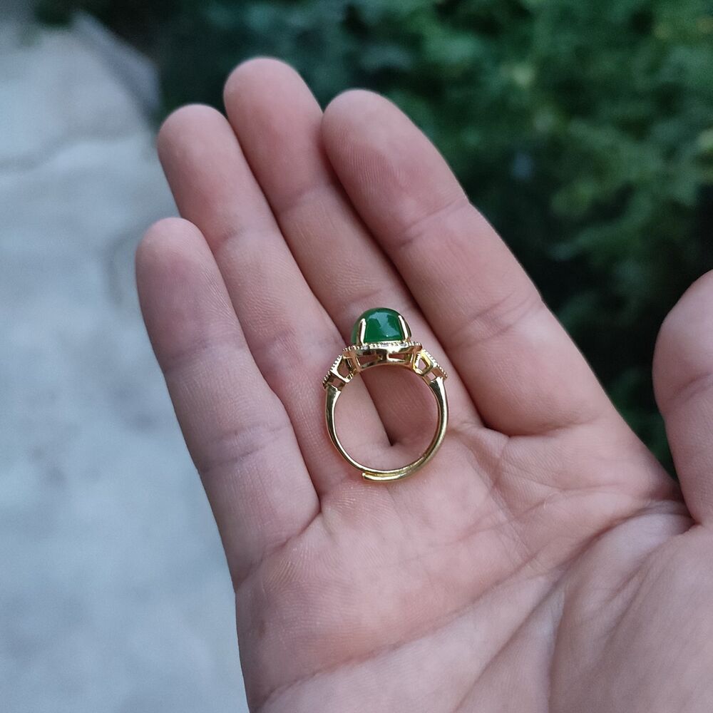Rings Men Women Jewellery Gift Adjustable Dimension Metallic Artificial green