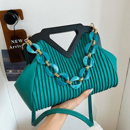 Pleated Bags Blue/Orange Shoulder Bag Big Totes Handbag Purse Evening Clutch Bag